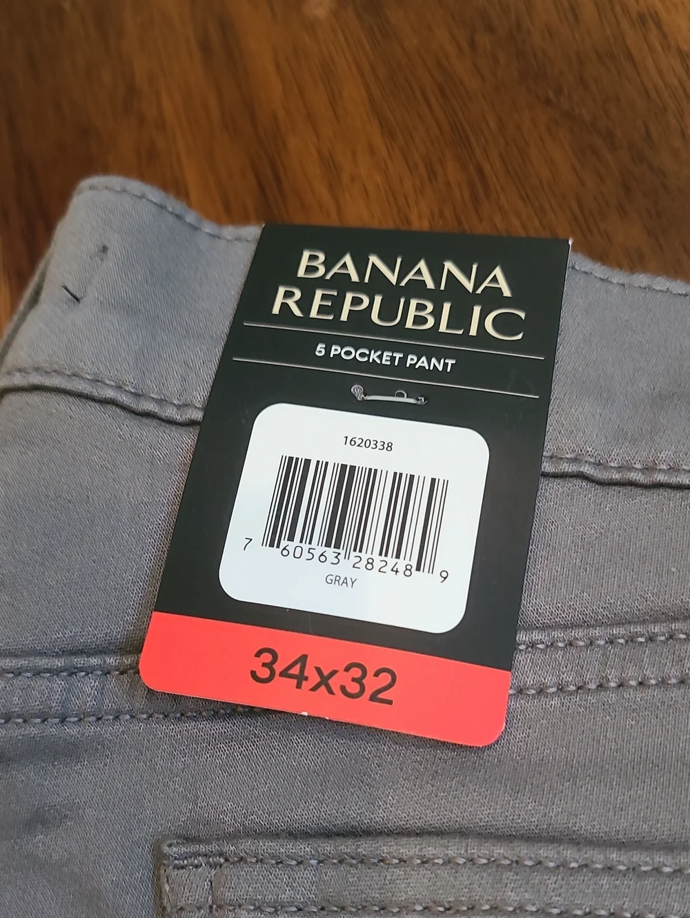 Banana Republic Men’s 5 Pocket Pant Size 34x32 Grey.  New